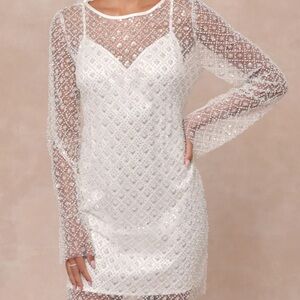 Elegant White Beaded Dress